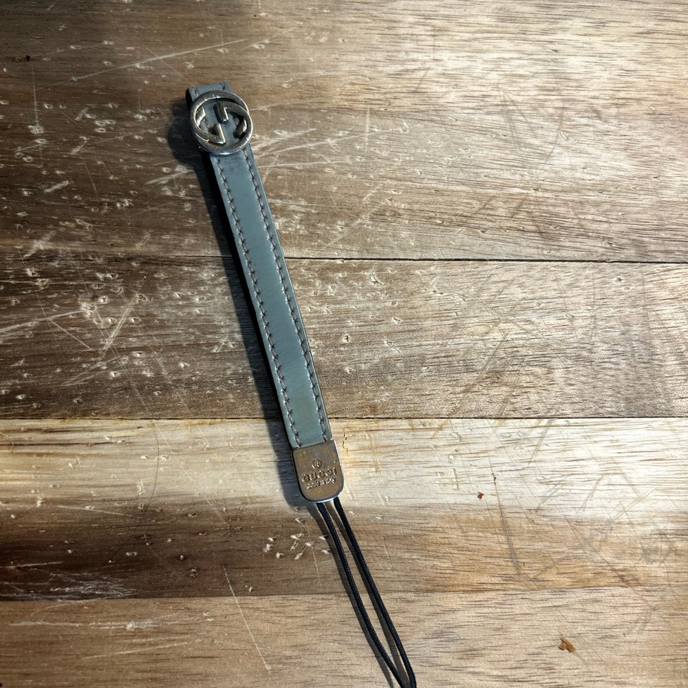 Gucci Gray Leather Keychain